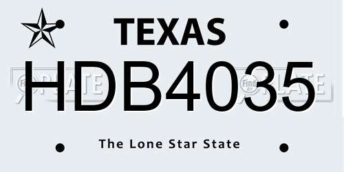 HDB4035 Texas License Plate