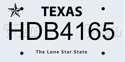 HDB4165 Texas License Plate
