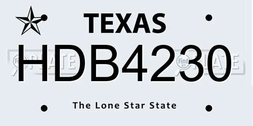 HDB4230 Texas License Plate