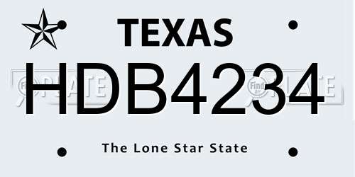 HDB4234 Texas License Plate