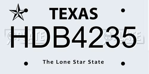 HDB4235 Texas License Plate