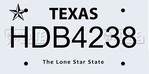 HDB4238 Texas License Plate