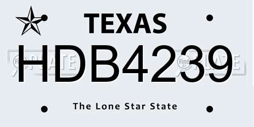 HDB4239 Texas License Plate