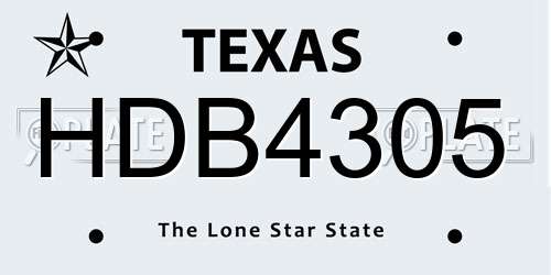 HDB4305 Texas License Plate
