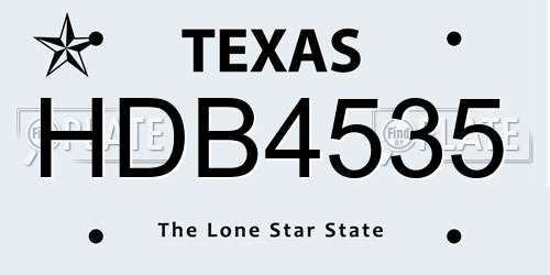 HDB4535 Texas License Plate