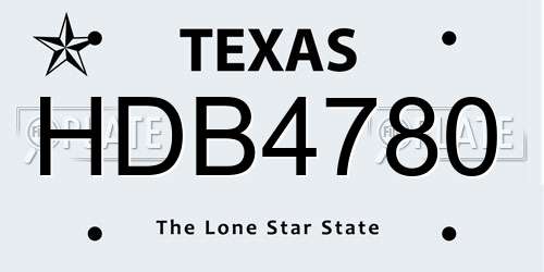 HDB4780 Texas License Plate