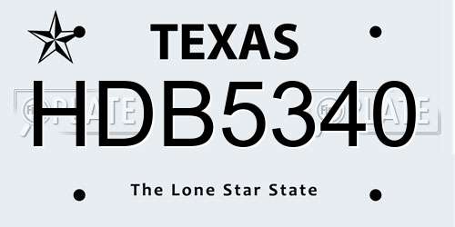 HDB5340 Texas License Plate