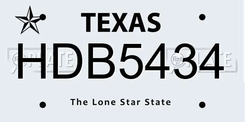 HDB5434 Texas License Plate
