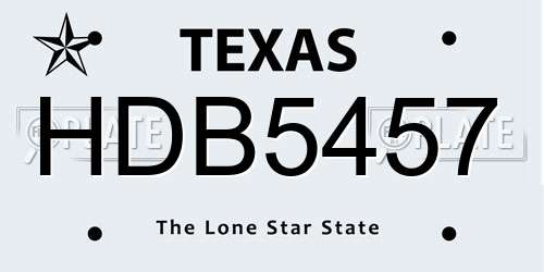 HDB5457 Texas License Plate