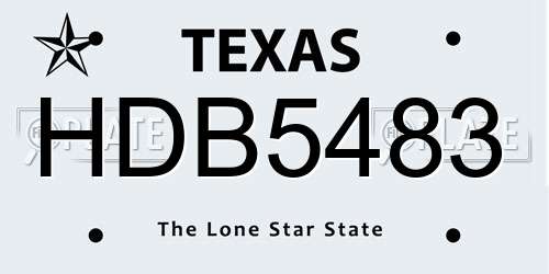 HDB5483 Texas License Plate