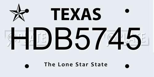 HDB5745 Texas License Plate