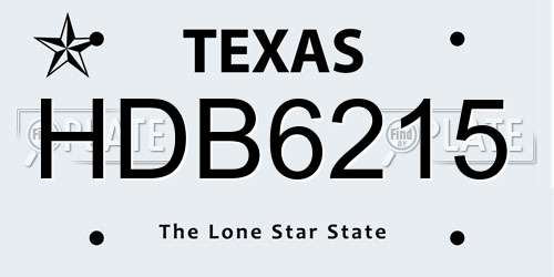 HDB6215 Texas License Plate