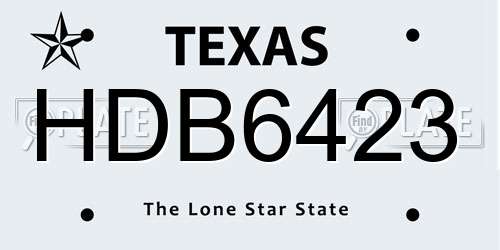 HDB6423 Texas License Plate