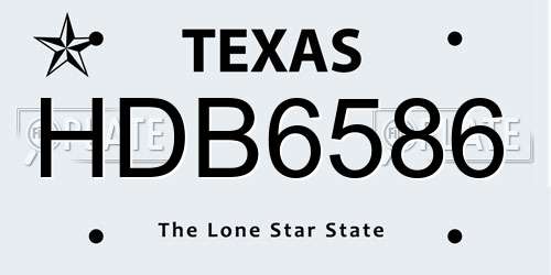 HDB6586 Texas License Plate