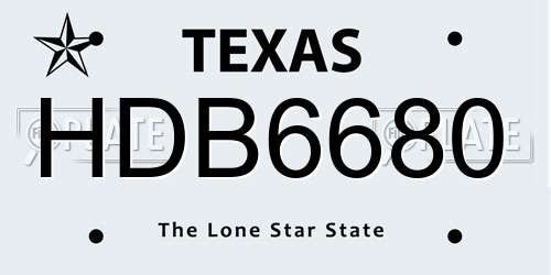 HDB6680 Texas License Plate