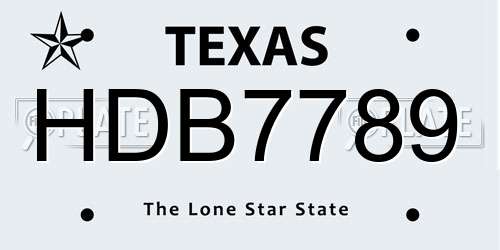 HDB7789 Texas License Plate