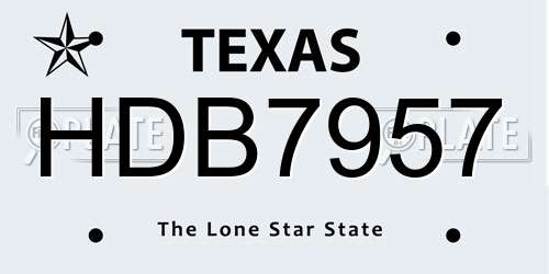 HDB7957 Texas License Plate