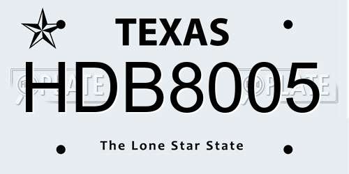 HDB8005 Texas License Plate