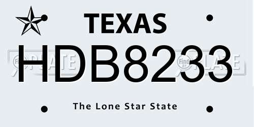 HDB8233 Texas License Plate