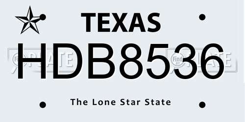 HDB8536 Texas License Plate