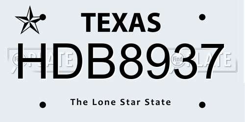 HDB8937 Texas License Plate