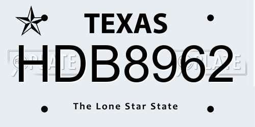 HDB8962 Texas License Plate