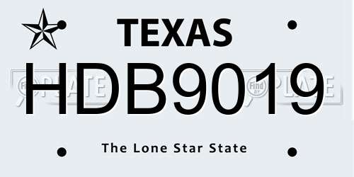 HDB9019 Texas License Plate