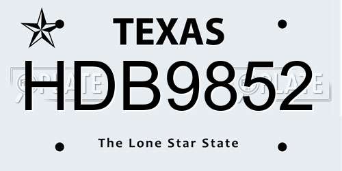 HDB9852 Texas License Plate