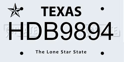 HDB9894 Texas License Plate