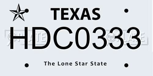 HDC0333 Texas License Plate