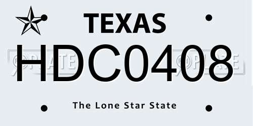 HDC0408 Texas License Plate