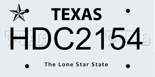 HDC2154 Texas License Plate