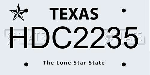 HDC2235 Texas License Plate
