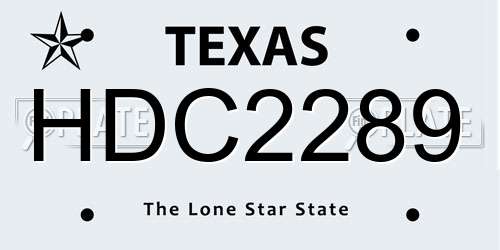 HDC2289 Texas License Plate