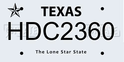 HDC2360 Texas License Plate