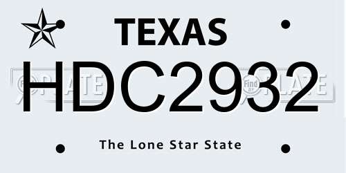 HDC2932 Texas License Plate