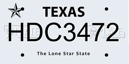 HDC3472 Texas License Plate