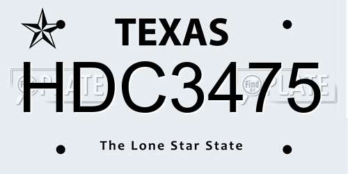 HDC3475 Texas License Plate