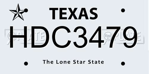 HDC3479 Texas License Plate