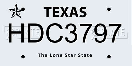 HDC3797 Texas License Plate