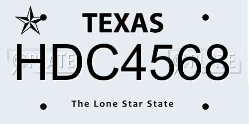 HDC4568 Texas License Plate