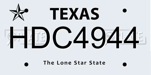 HDC4944 Texas License Plate