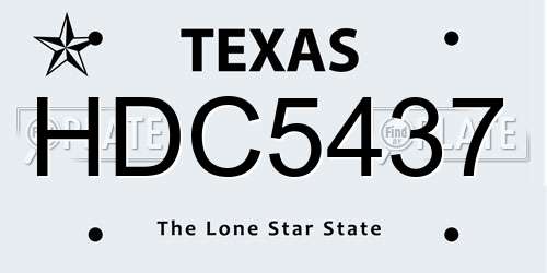 HDC5437 Texas License Plate