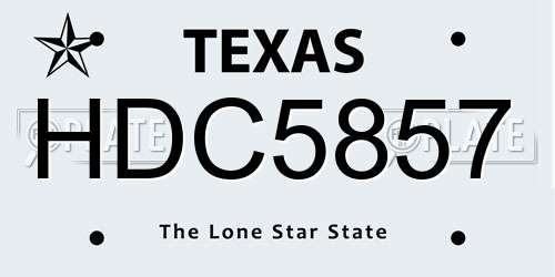 HDC5857 Texas License Plate