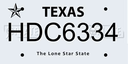 HDC6334 Texas License Plate