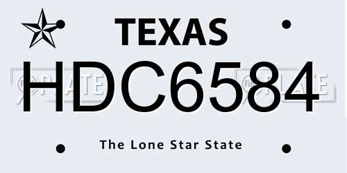 HDC6584 Texas License Plate