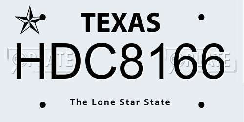 HDC8166 Texas License Plate