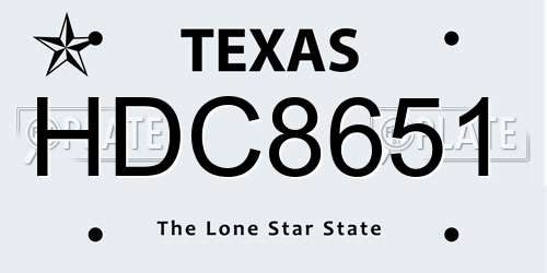 HDC8651 Texas License Plate
