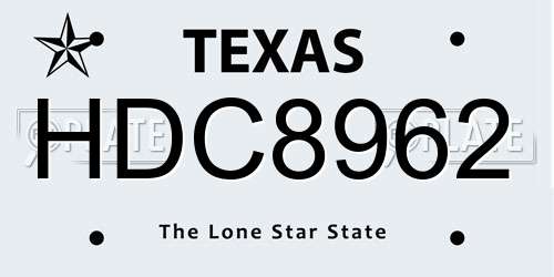 HDC8962 Texas License Plate