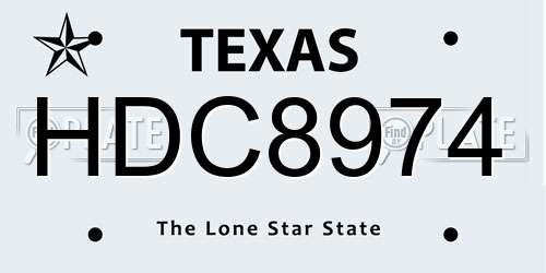 HDC8974 Texas License Plate